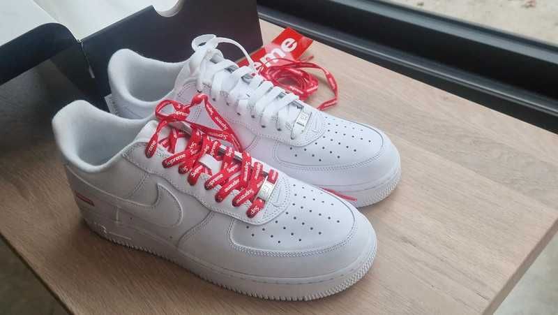 AF1\Powietrze*airDamskieNikeForce1SupremeWhite UnisexTrampki Rozm.43