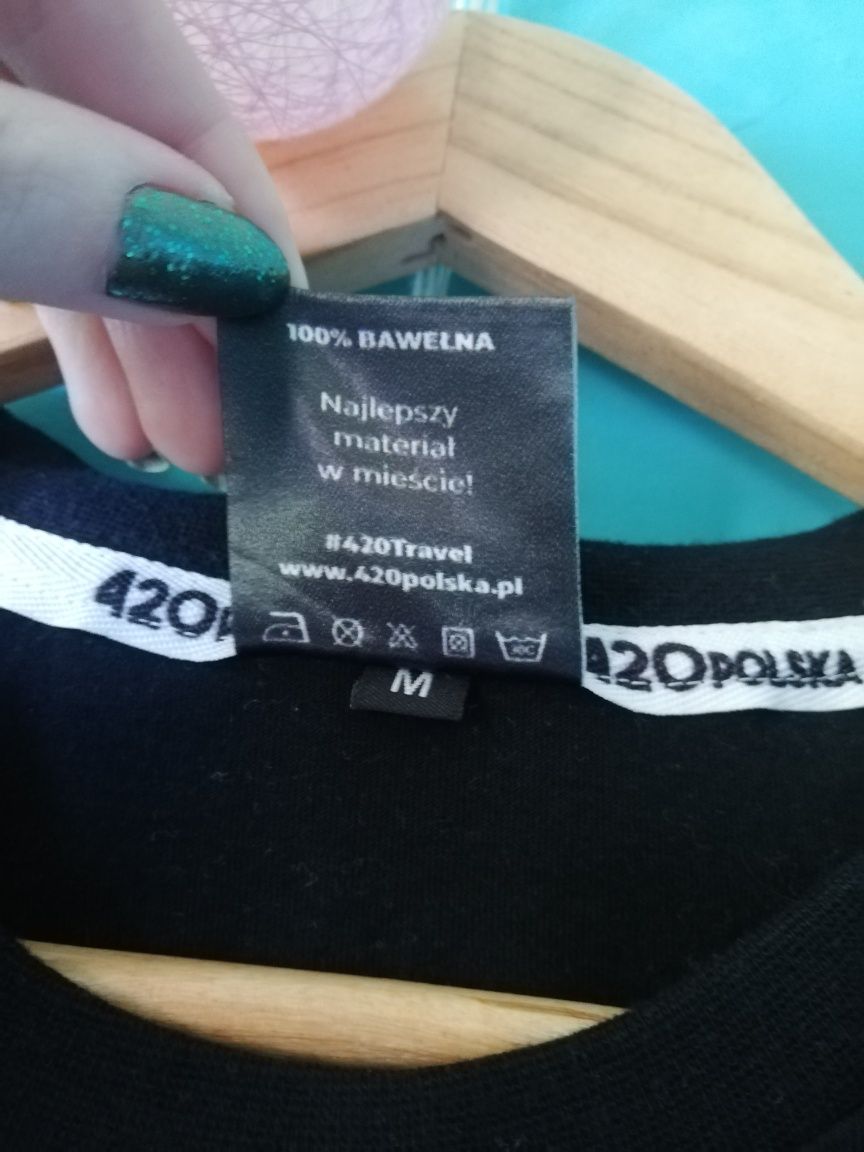 Nowa czarna koszulka 420 POLSKA M bawełna