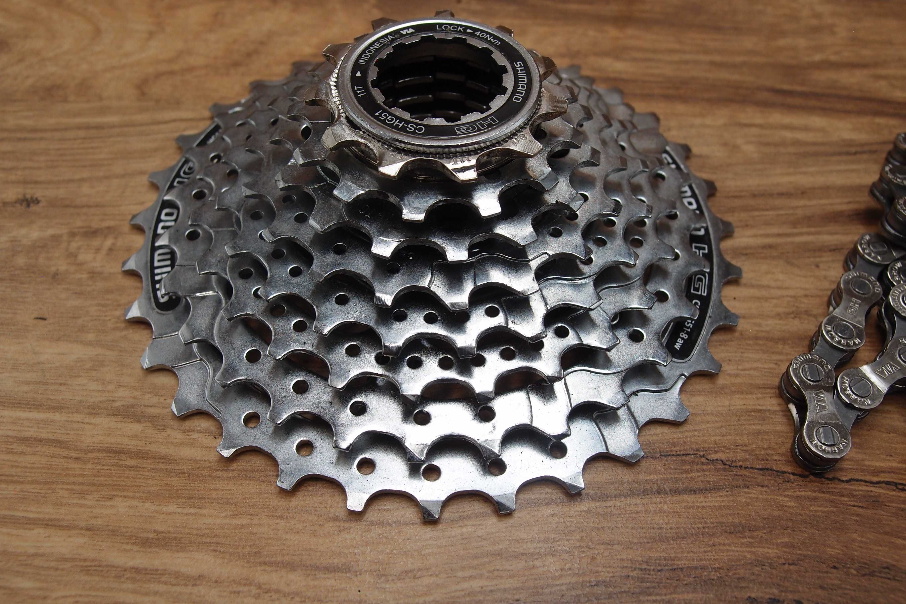kaseta rowerowa Shimano CS-HG51-8 + łańcuch Shimano HG