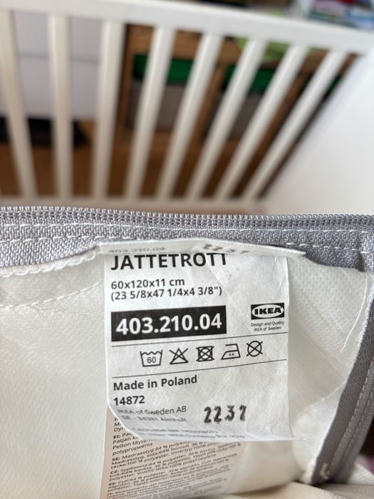 Łóżeczko dziecięce Ikea Sundvik 60x120+materac Jattetrott