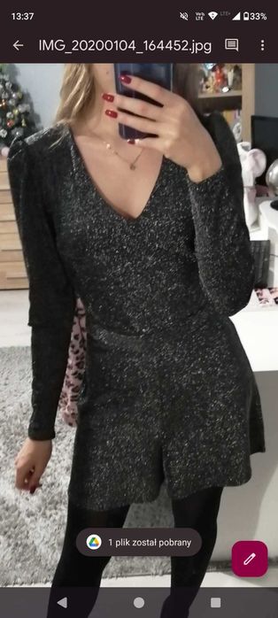 Krótki kombinezon błyszczący sylwestrowy