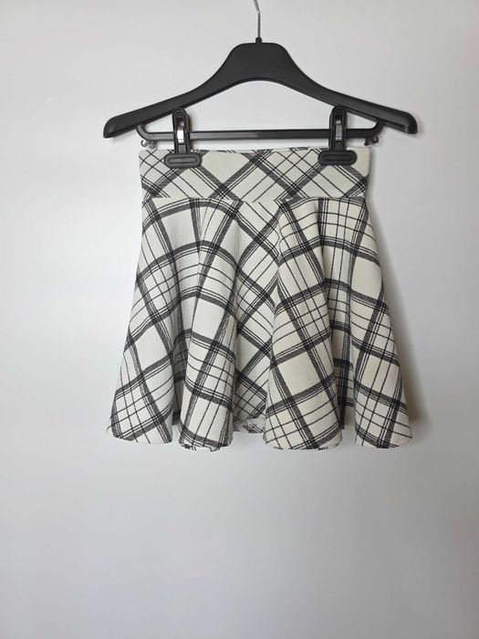 Юбка солнце-клеш девочке в стиле аниме черно-белая клетка bizzy