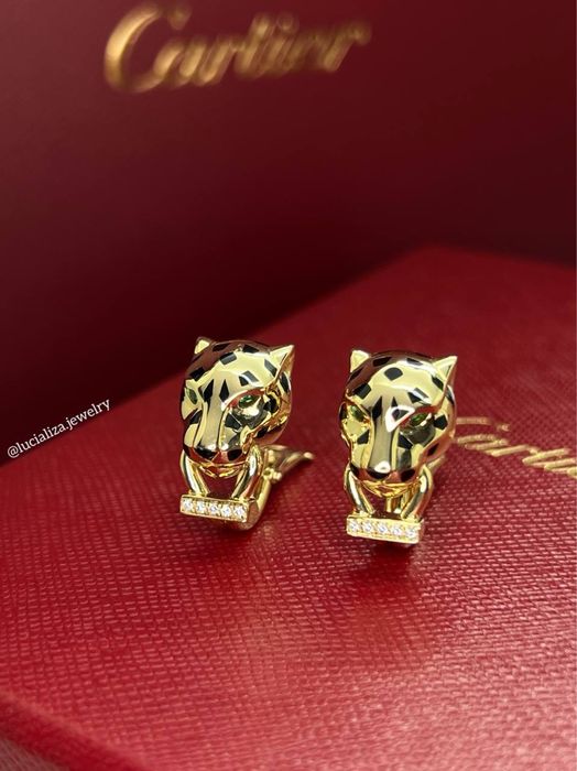 Серьги в стиле Cartier Panthère Желтое золото