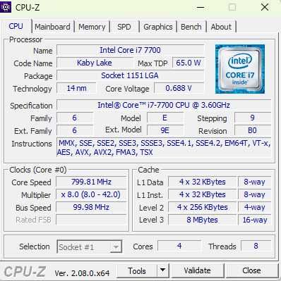 Procesor Intel i7-7700 4 x 3,6 GHz gen. 7 LGA 1151 + chłodzenie