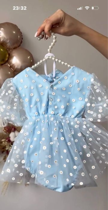 Дитяча голуба сукня з бантиком