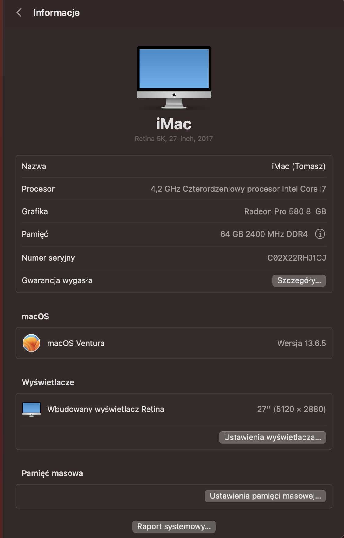 Apple iMac 27 Retina 5K i7 64GB RAM DDR4
