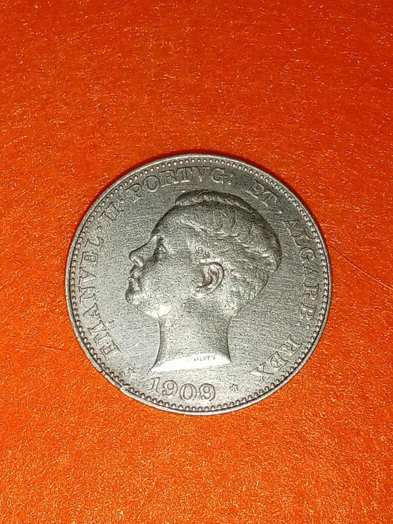 Rara Moeda Prata 500 Réis D. Manuel II 1909 Data Emendada