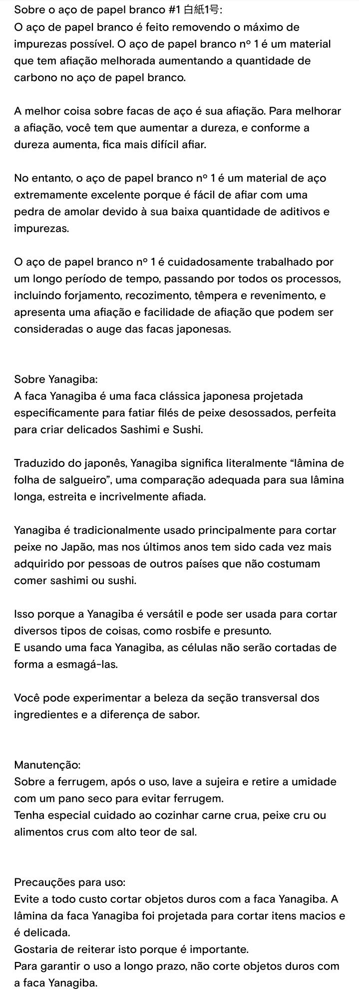 Tsukasa - Yanagiba - faca artesanal de sushi (importada Japão)