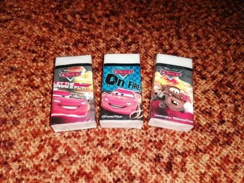 Gumki do ścierania, z bajki Cars, Nowe, 3 szt
