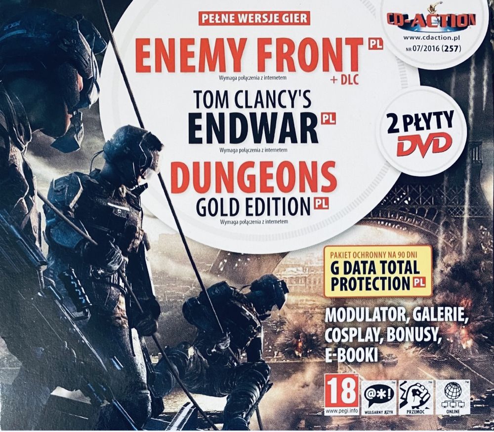 Gry PC CD-Action 2x DVD nr 257:  Enemy Front, Endwar, Dungeons