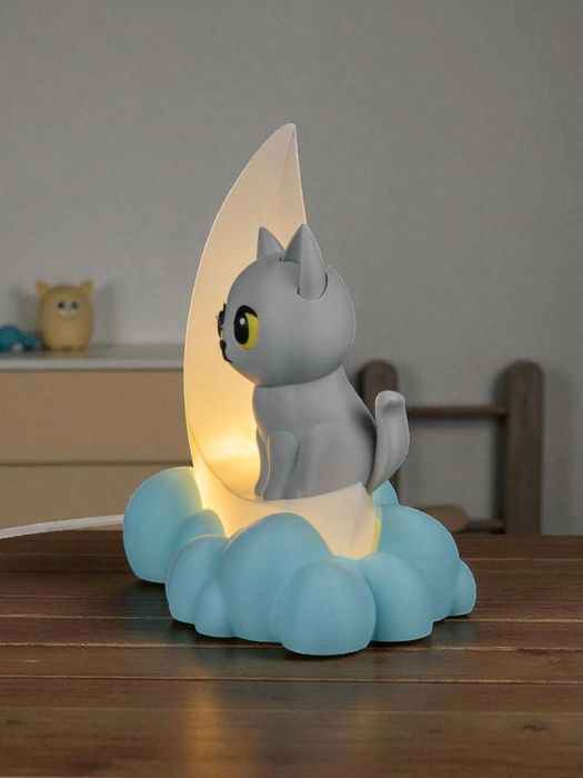 Lampka LED "Dreaming Kitty" – Uroczy Kotek na Księżycu!