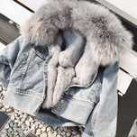 Kurtka denim dżinsowa futro naturalne