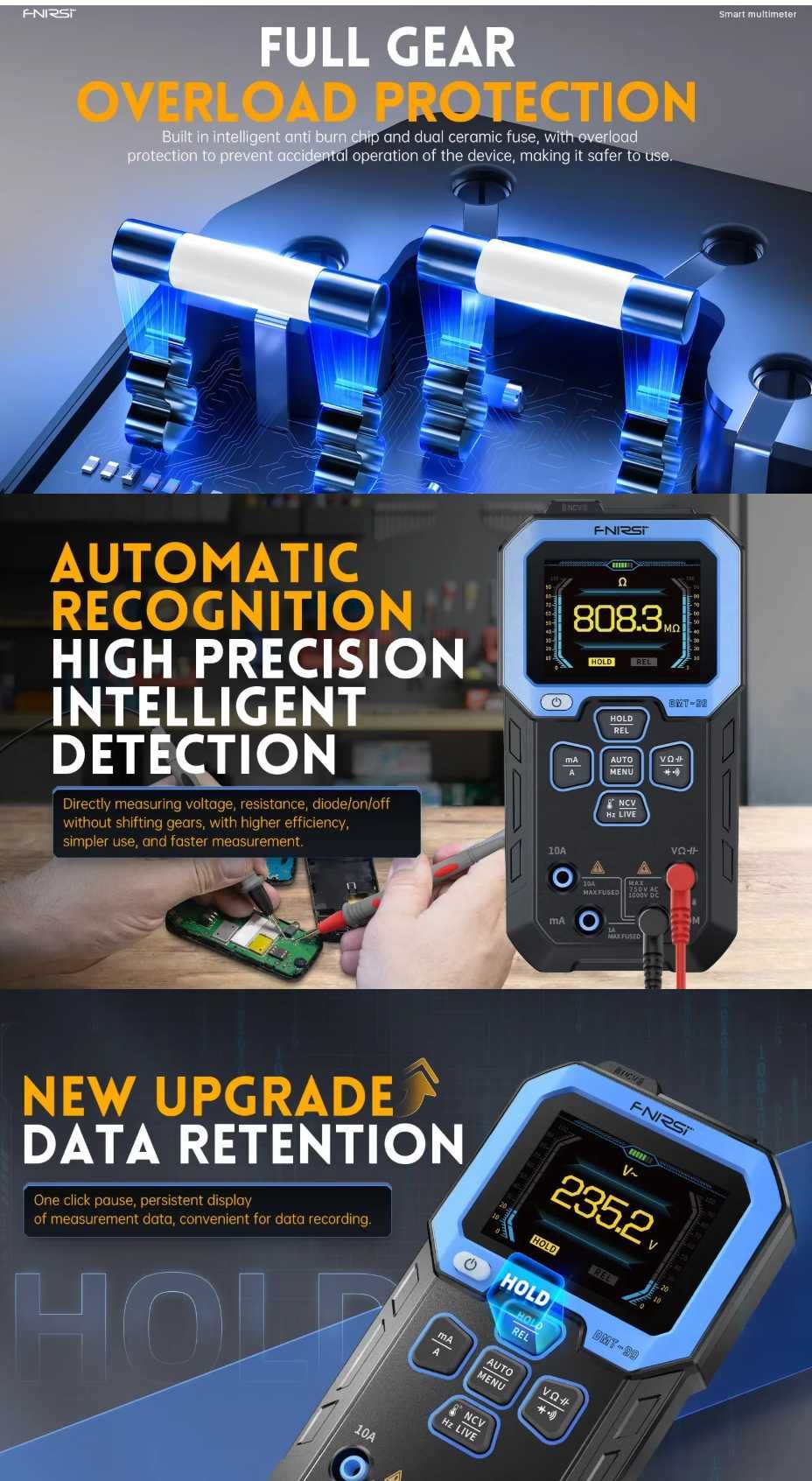 Fnirsi DMT-99 цифровой мультиметр  1000 В/10 А + подарок термопара.