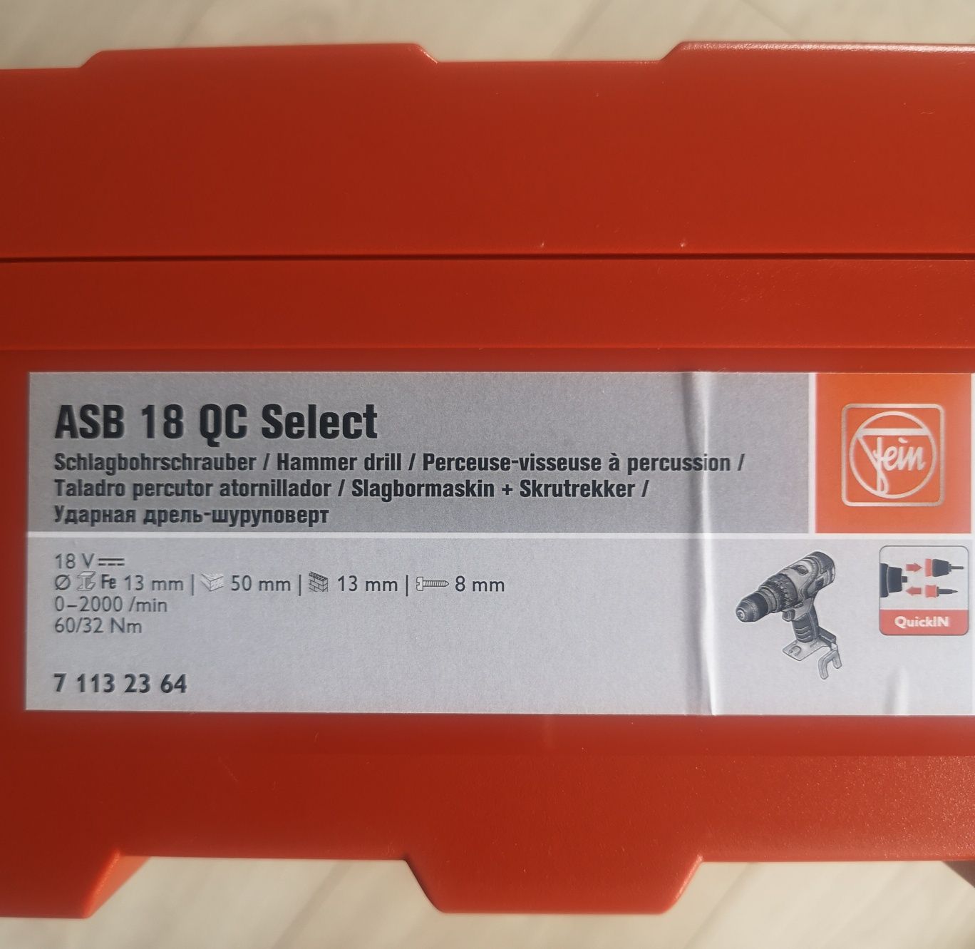 Wiertarkowkrętarka udarowa FEIN ASB 18Q SELECT 18V Bezszczotkowa Nowa