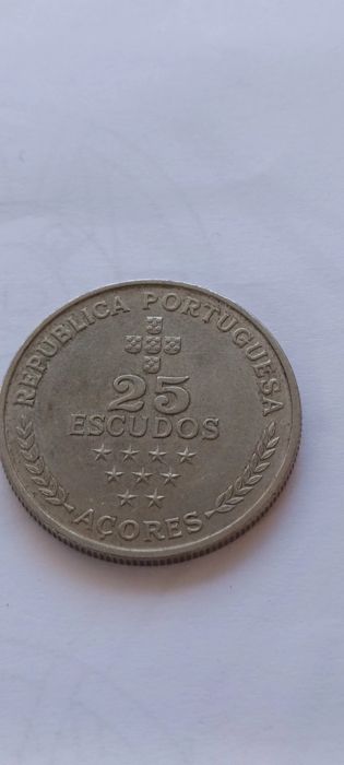 Moeda 25 escudos comemorativa Açores  República portuguesa