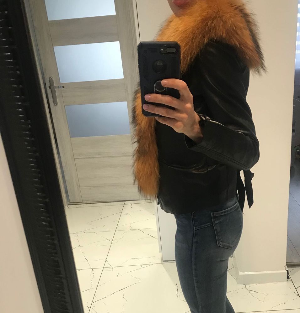 Kamizelka snow passion futro naturalne  lis jenot skóra naturalna