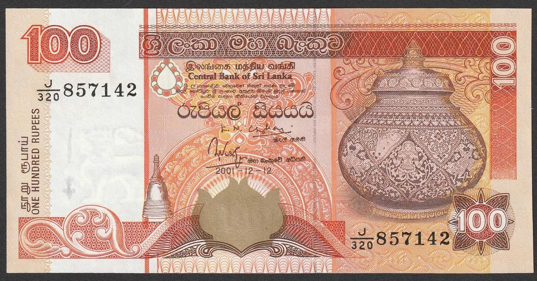 Sri Lanka ( Cejlon ) 100 rupees 2001 - stan bankowy UNC