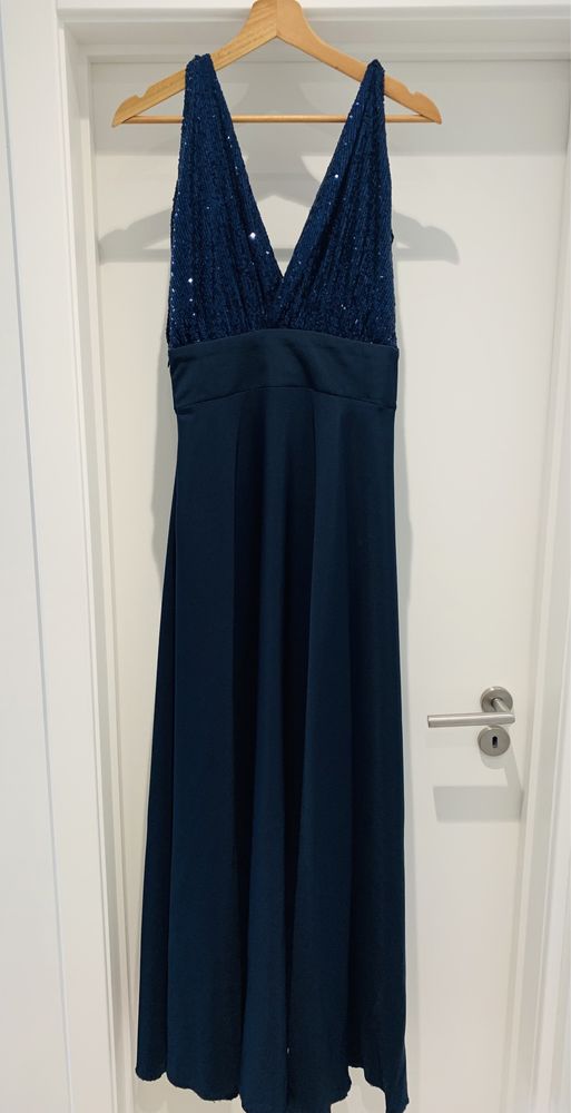 Vestido de festa, azul marinho