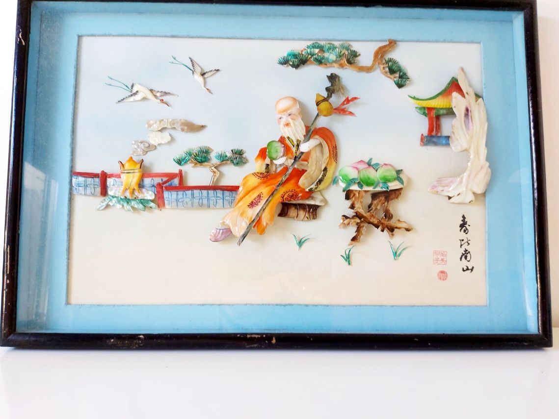 Quadro chinês com trabalho em Madrepérola