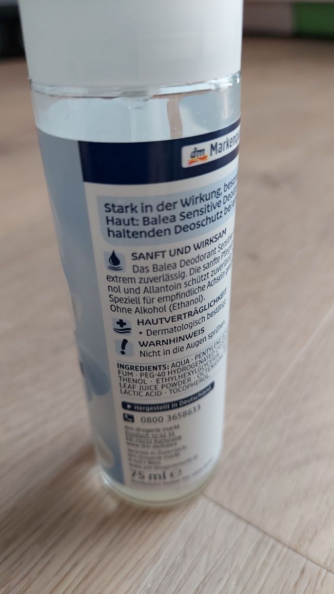 Balea Deodorant sensitive perfumowana woda odświeżająca Używana 75ml
