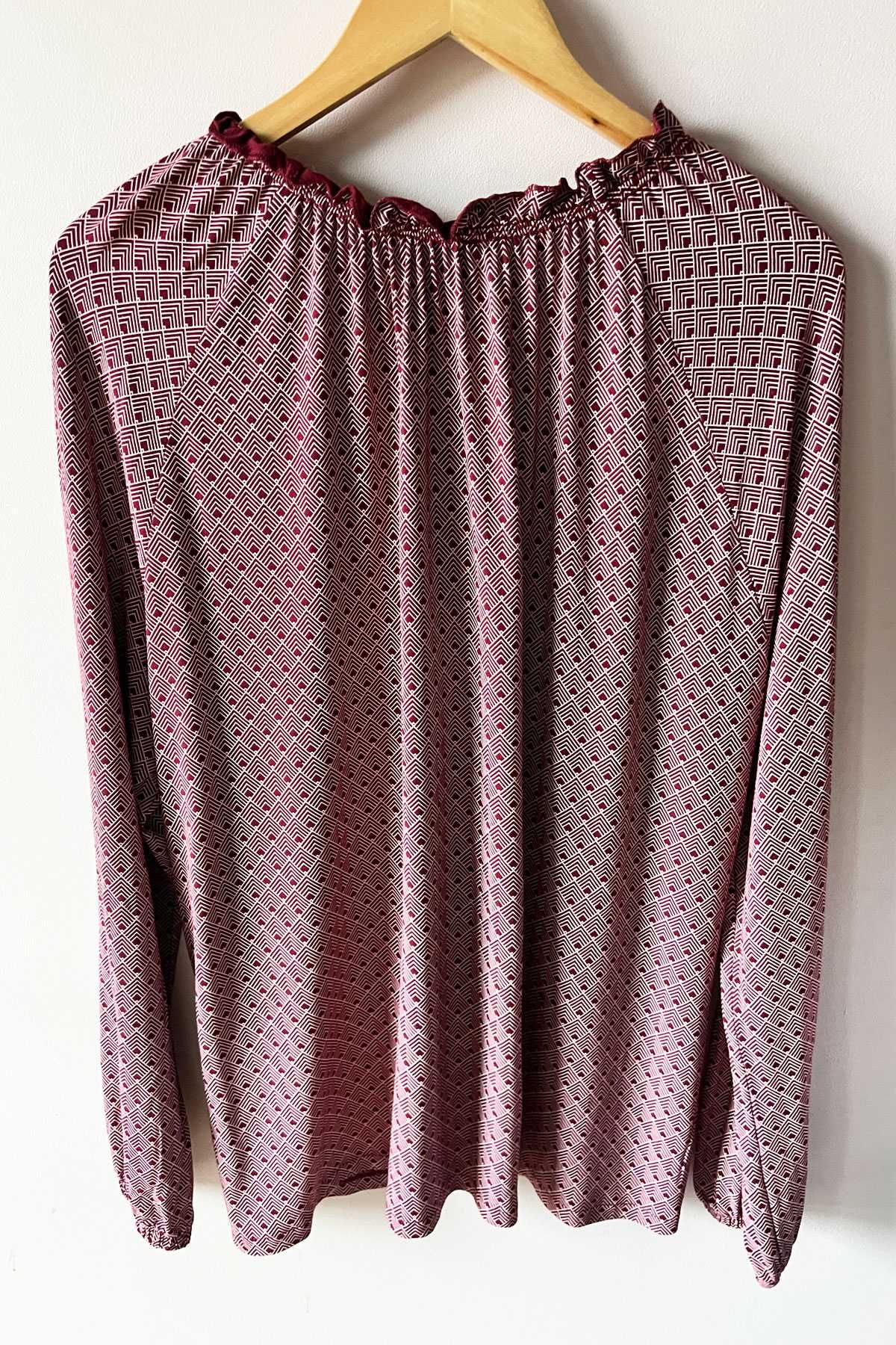 Tchibo bordowa tunika bluzka w geometryczne wzory wiskoza 44/46 XXL