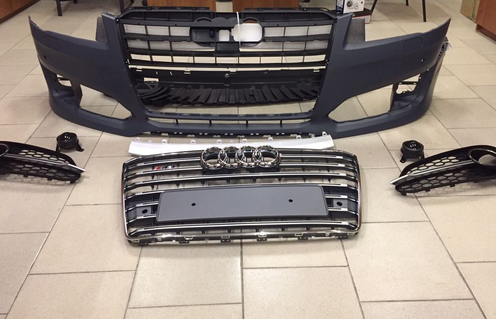Бампер передний Audi A8 S8 D4 решетка радиатора 2014 + Рестайлинг