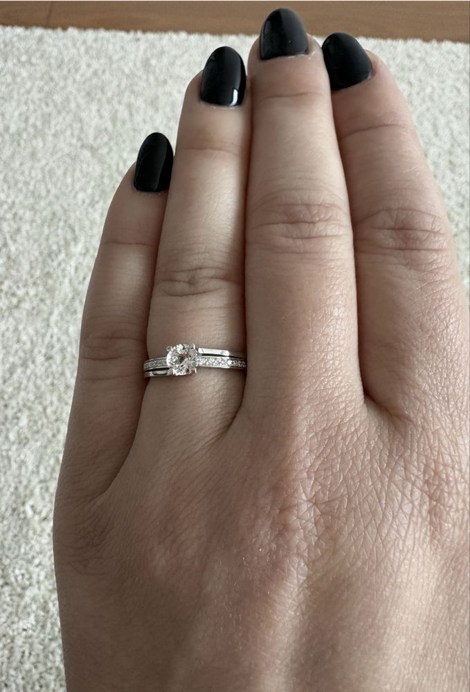 Anel Aliança Noivado Ouro Branco 18K Diamantes Topázio Bluebird
