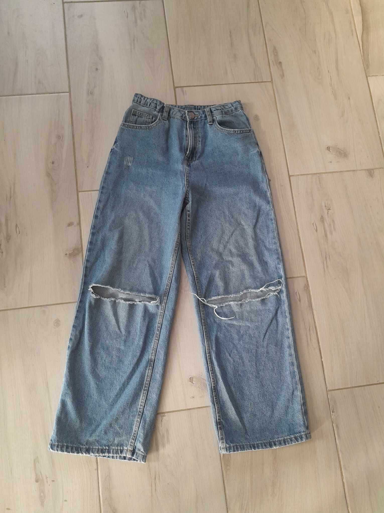 Spodnie jeans dziewczęce z dziurami rozmiar 165