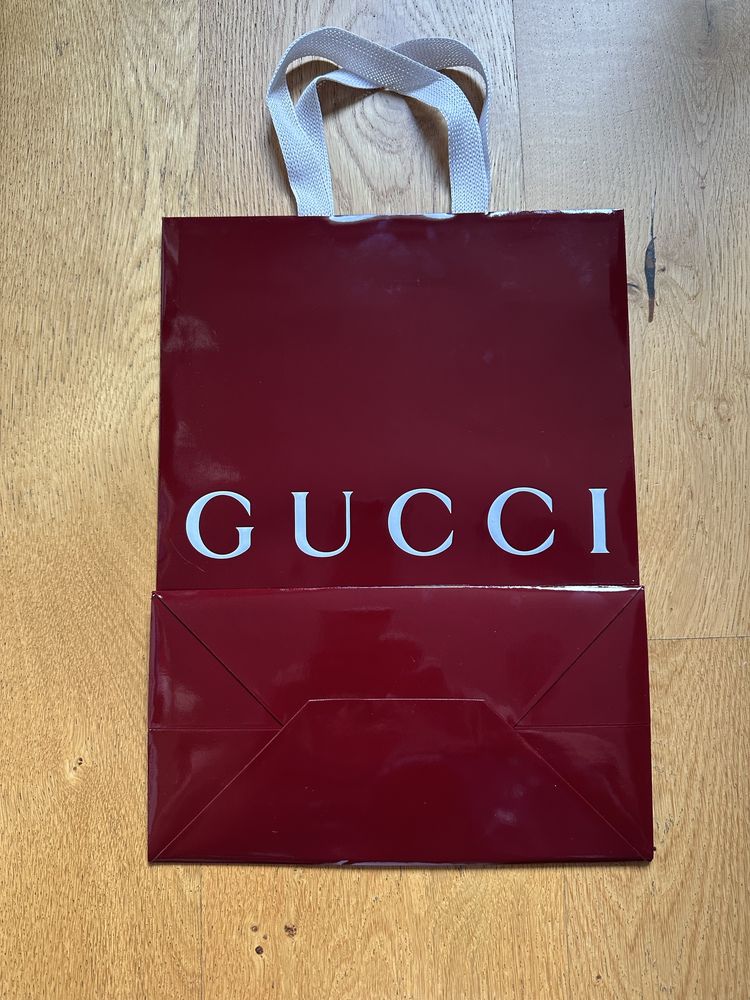 Torba torebka papierowa prezentowa gucci oryginał bordowa butik gucci