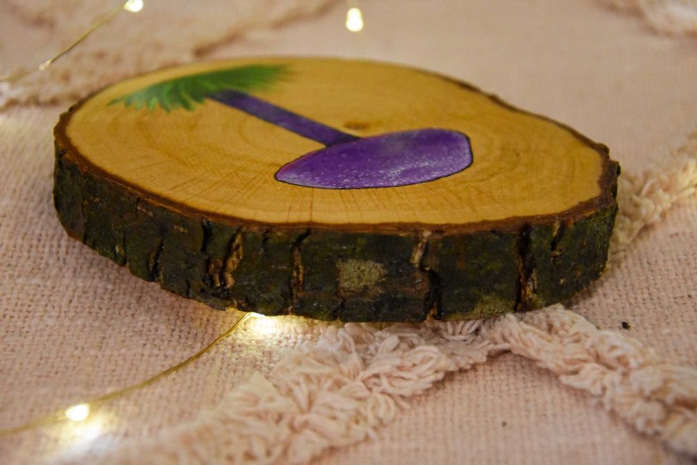 Drewniane, ręcznie malowane podkładki, ozdoba, prezent, grzyb