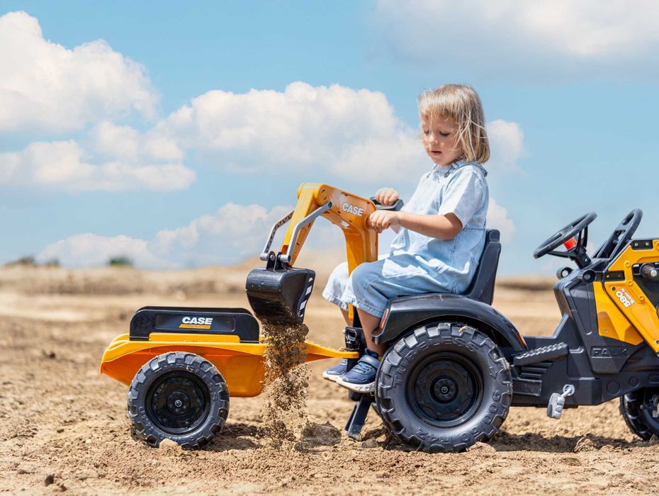 OGROMNY FALK Traktor Koparka na pedały dla dzieci 997Y przyczepa CASE