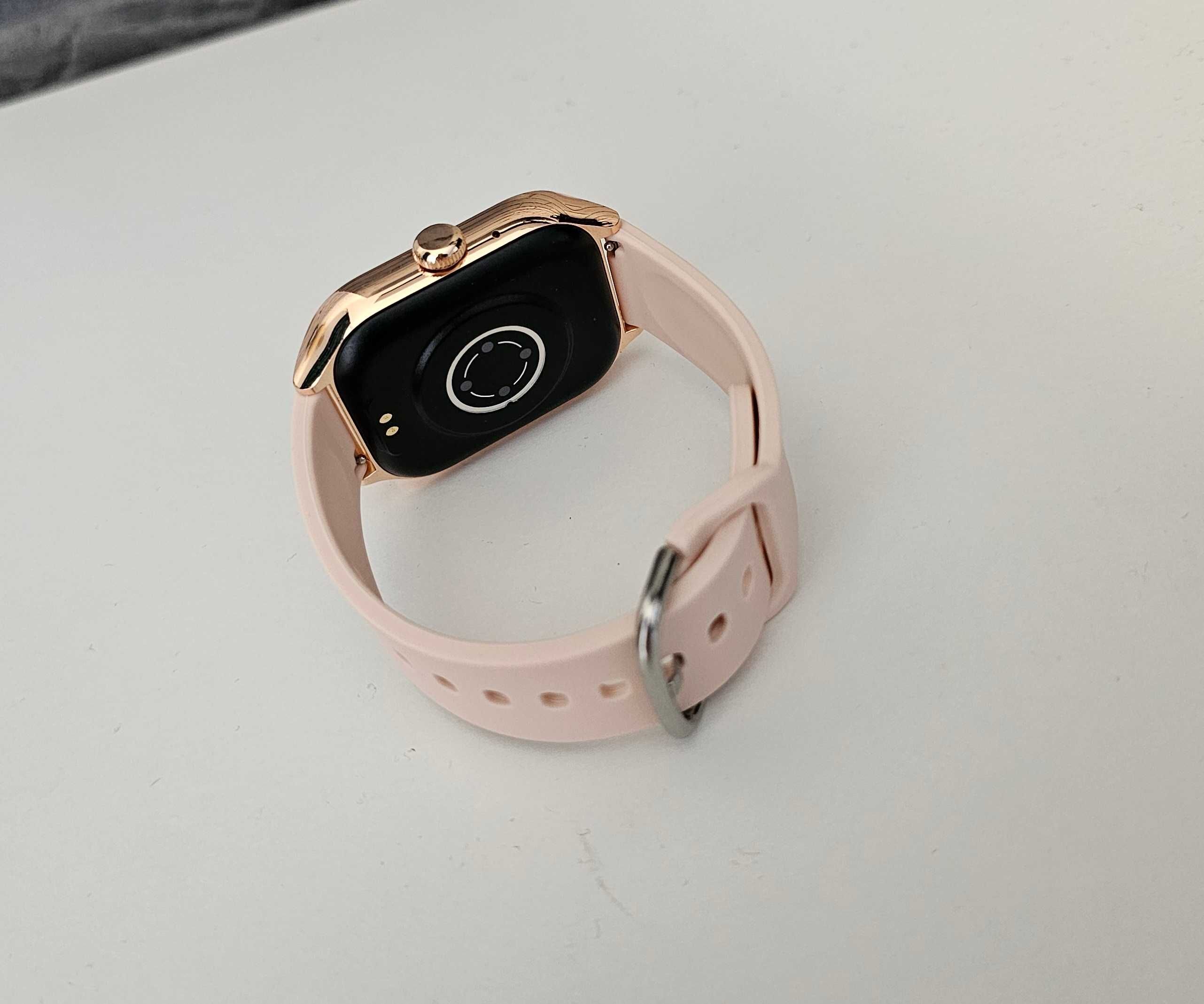 Zegarek Smartwatch smart duży 2.01 kwadratowa koperta gold pink rose