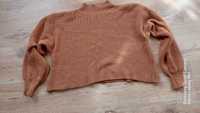 Krótki sweterek półgolf oversize brązowy