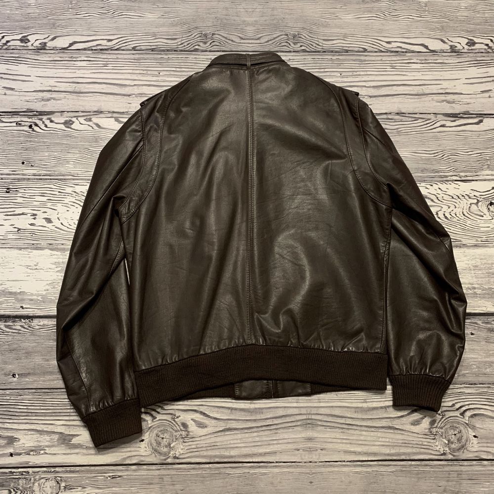 Редкая кожаная куртка Members Only Brown Iconic Racer Leather Jacket