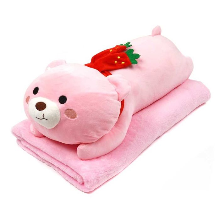 Игрушка-плед мишка 3в1 (57см) розовый