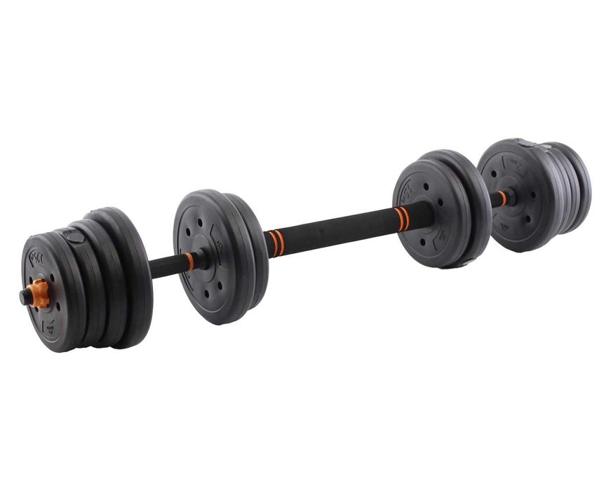 Hantle 2x bitumiczne regulowane 2x10kg zestaw ze sztangą kompozytowe