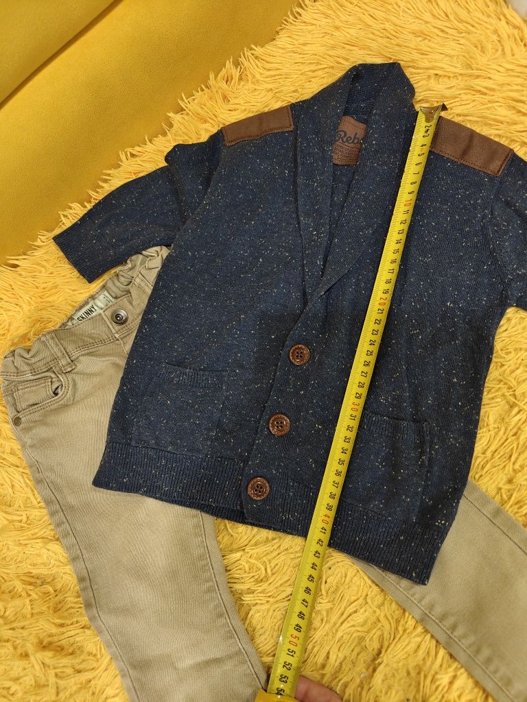 Komplet spodnie musztardowe+bluza elegancka rozpinana dla chłopca r.10