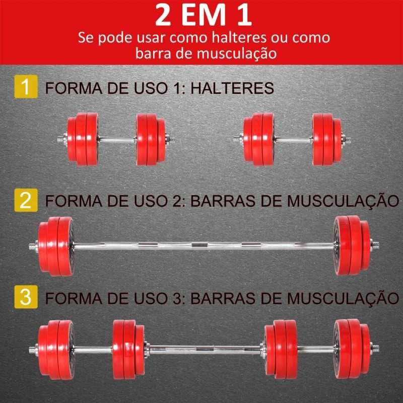 Conjunto Halteres de Musculação 2 em 1 – 30kg