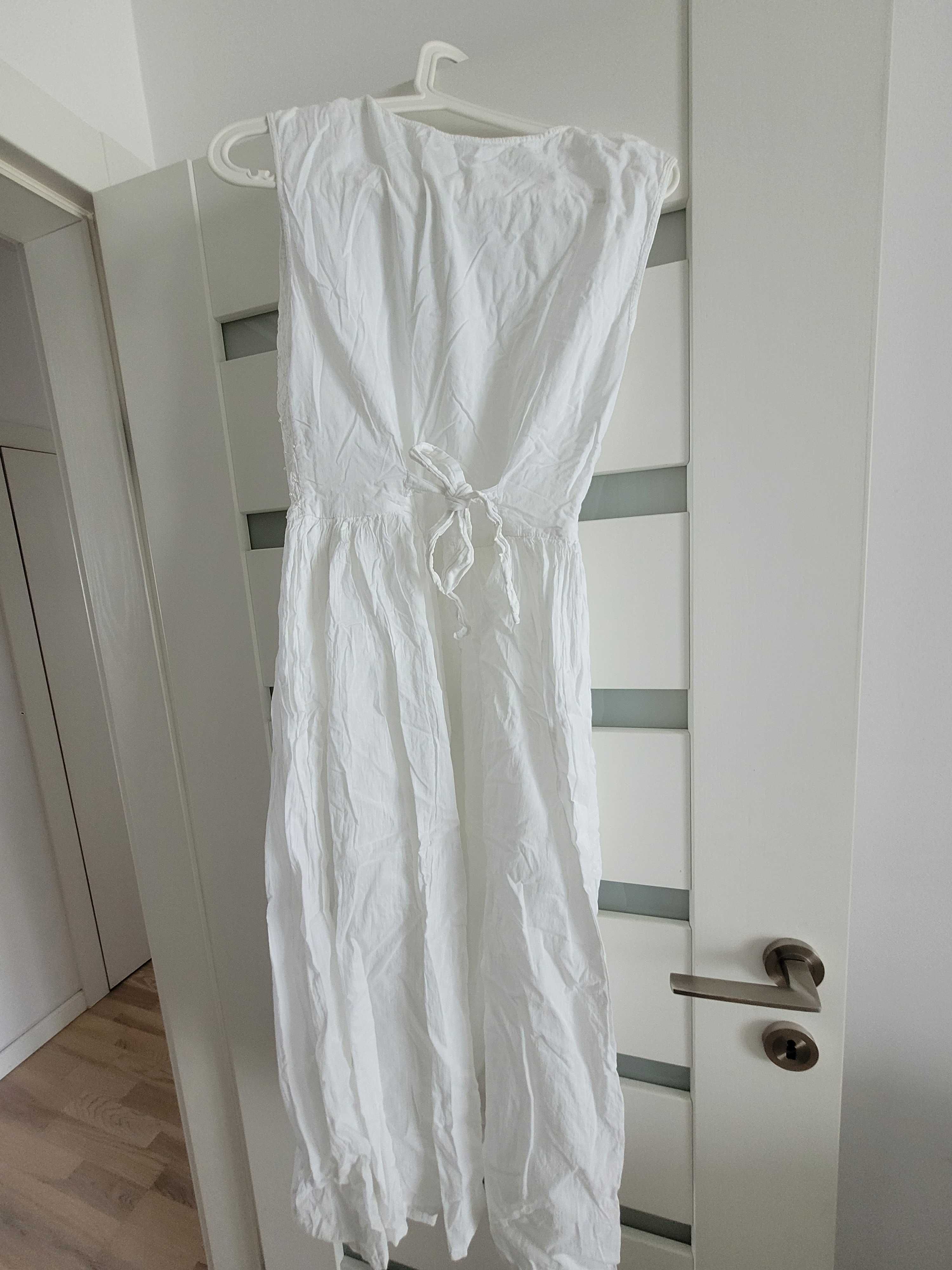 długa, biała, letnia sukienka ciążowa S/M