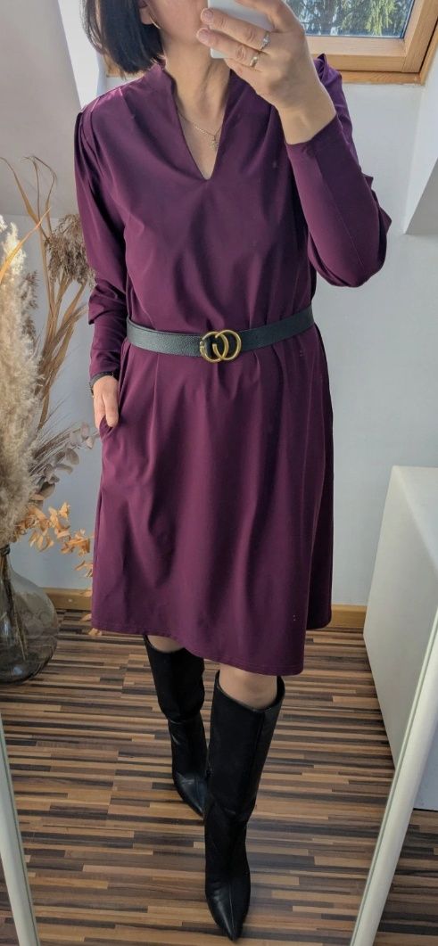Włoska nowa sukienka z metką biurowa elegancka 38 M 40 L