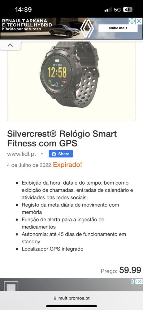 Smartwatch silvercrest NOVOS