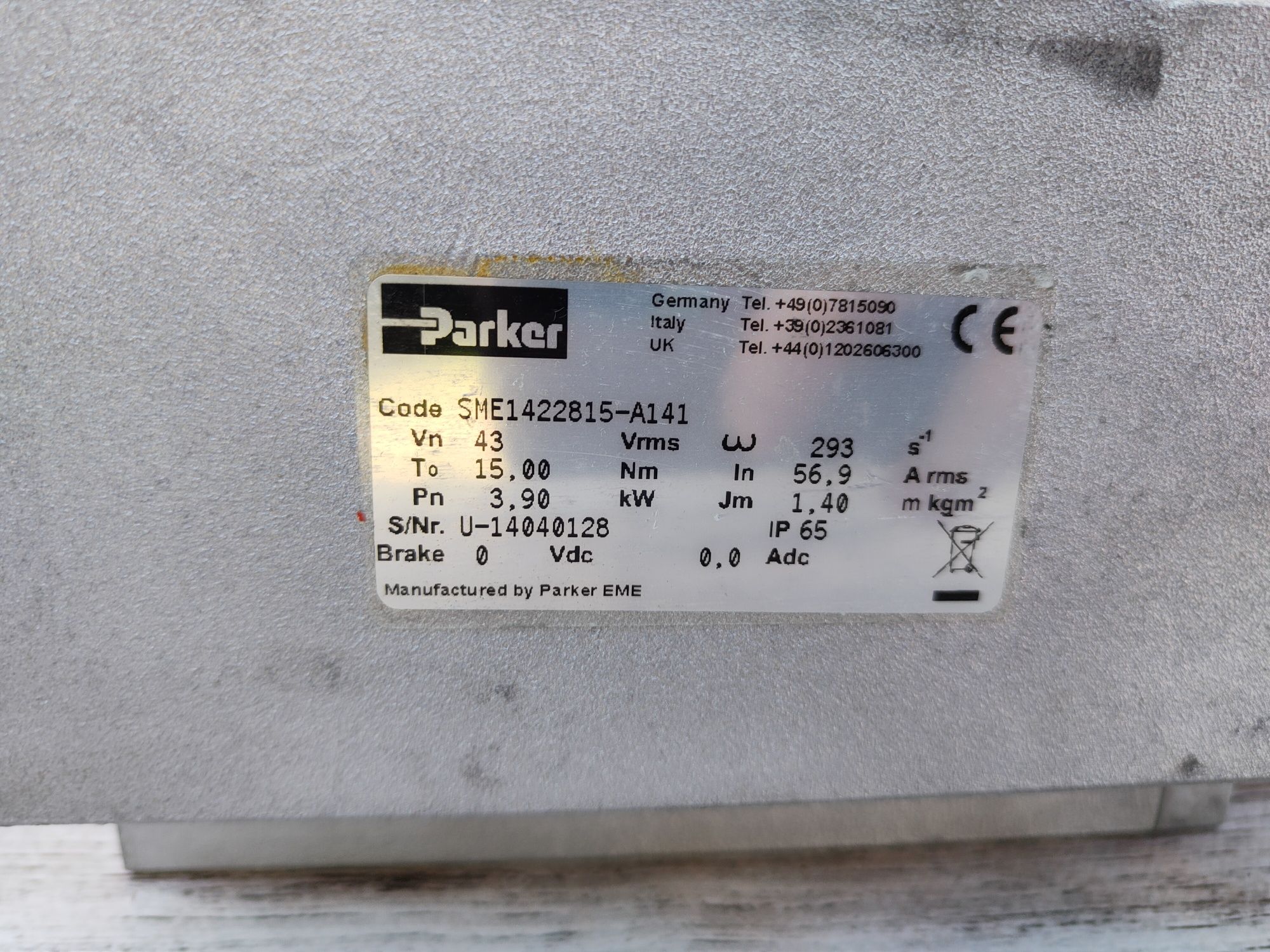 Silnik elektryczny BLDC encoder 3,9kw parker 10kw