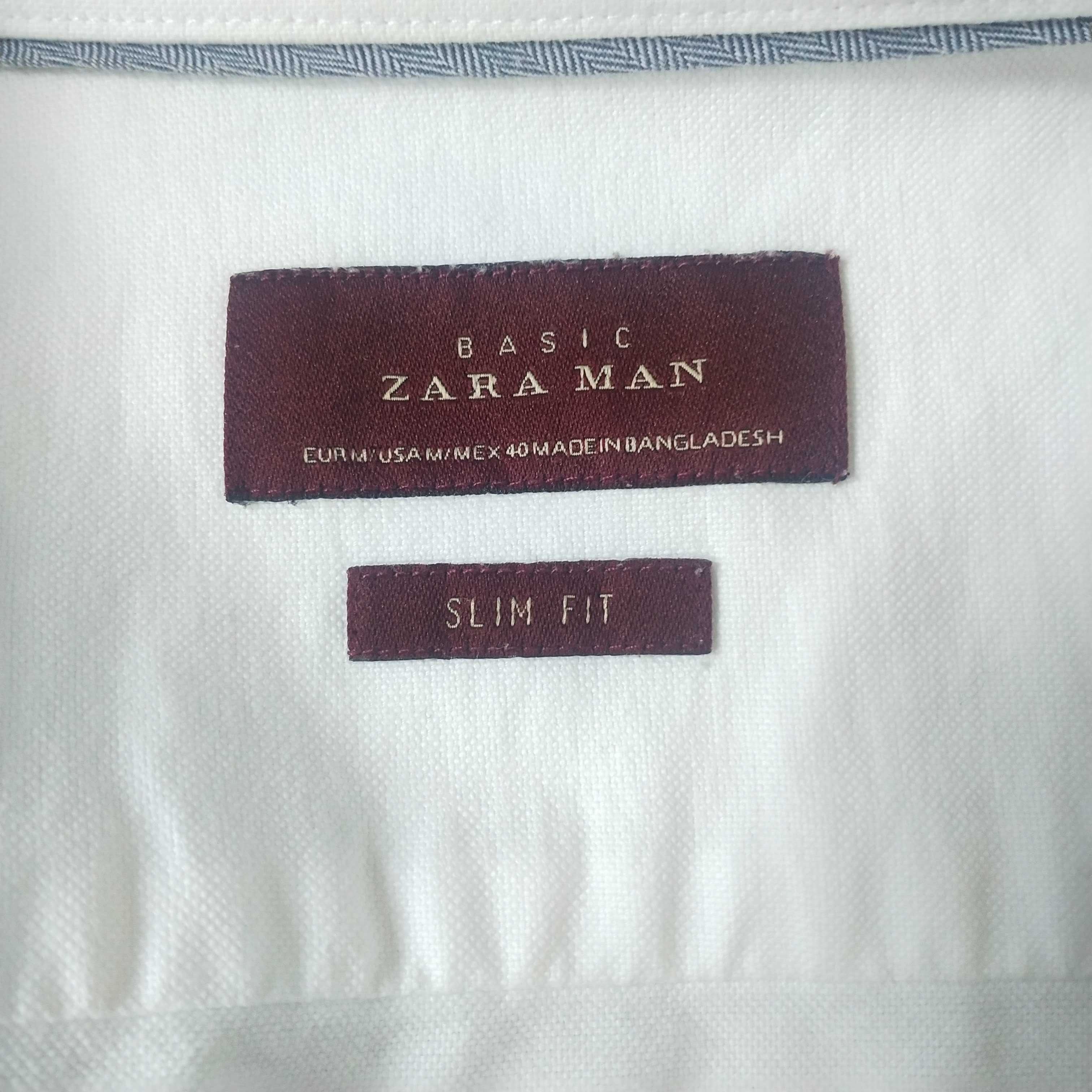 Męska, biała koszula slim fit bawełna Zara Man