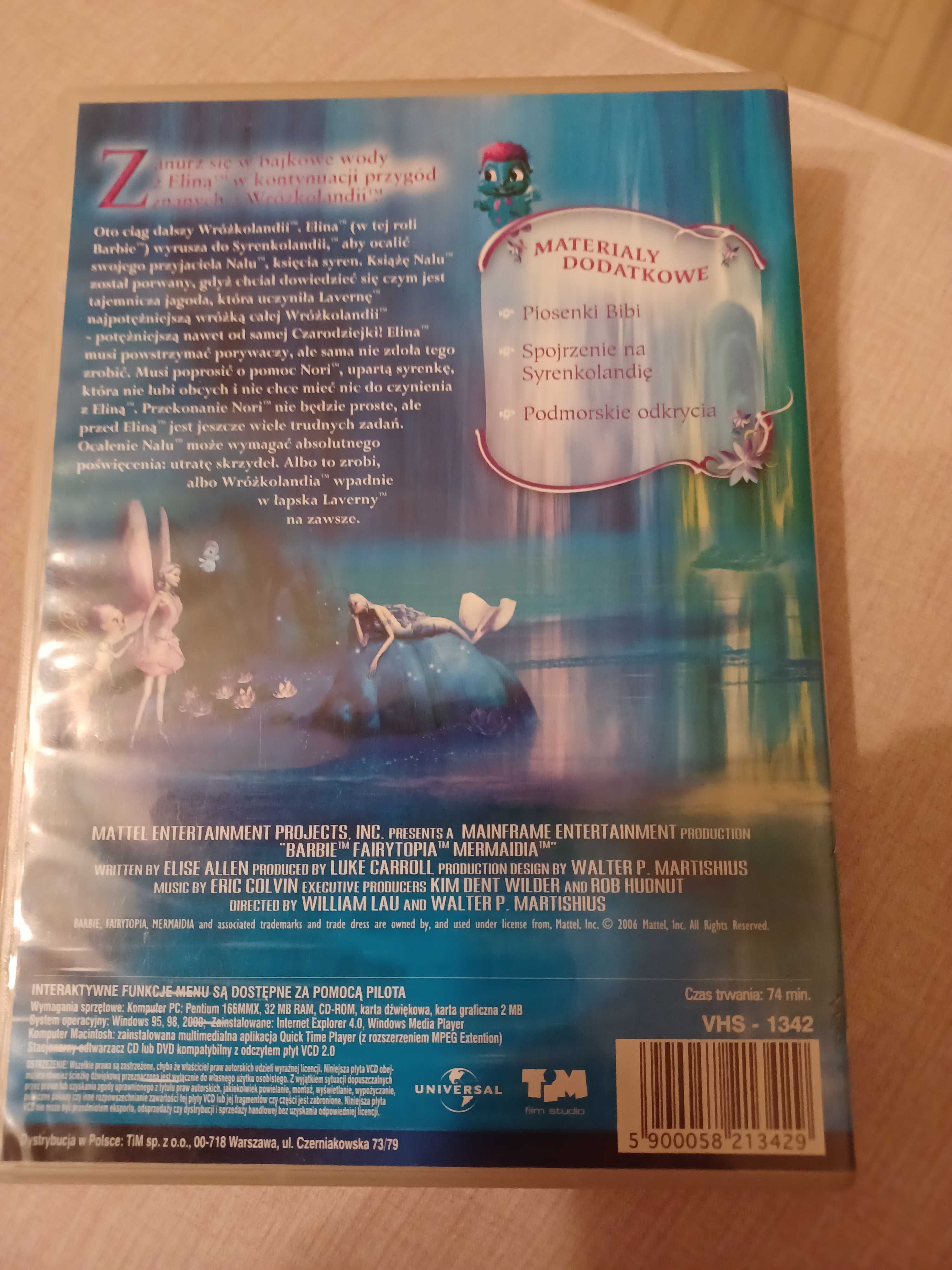 Płyty DVD- Barbie- Syrenkolandia,część 1 i 2 ,polski dubbing.