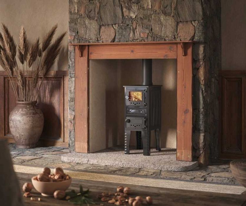 Piec Wolnostojący Jak Kominek Koza Żeliwny z Szybką Fajerką SIGMA