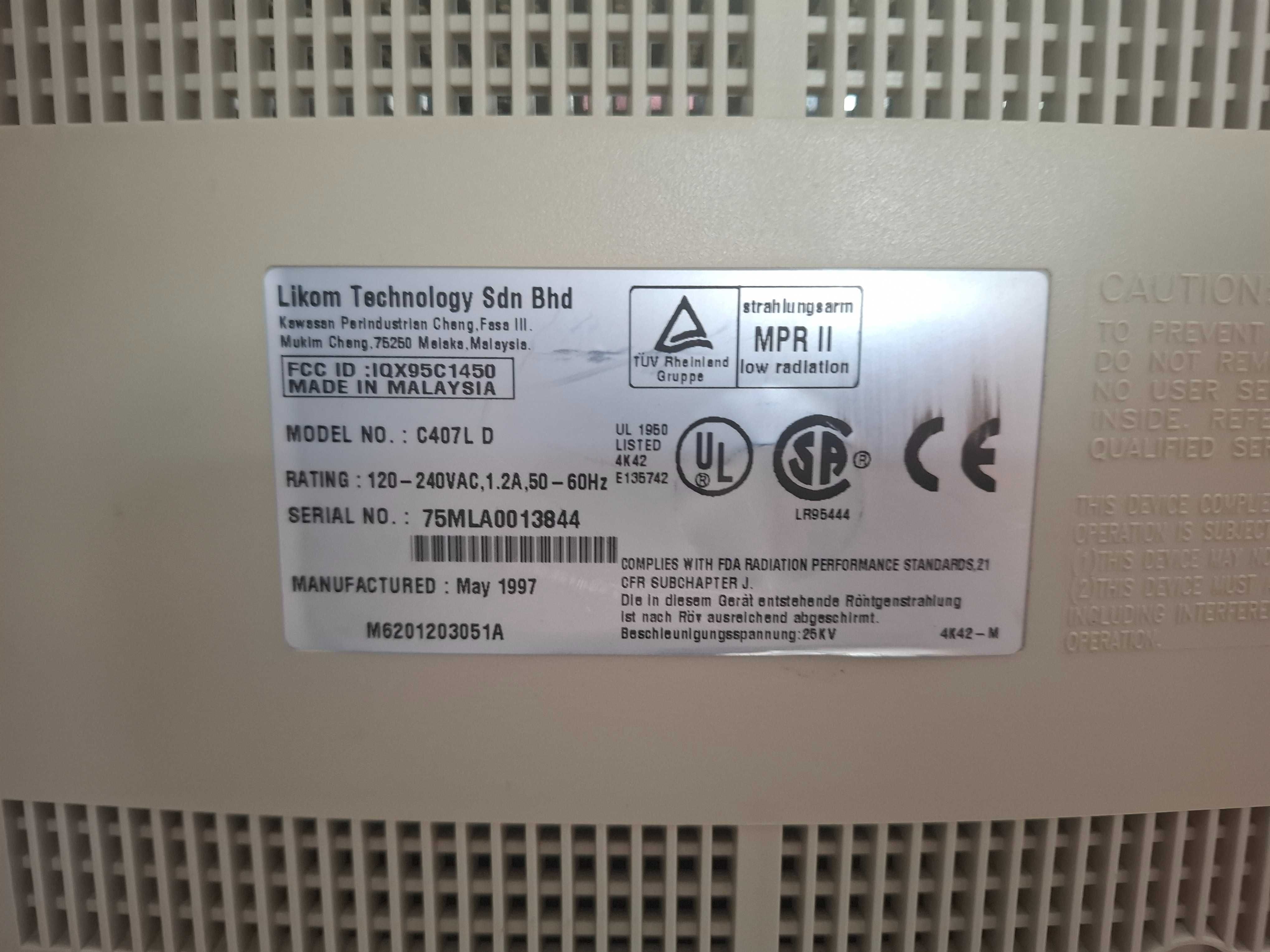 Monitor CRT Kineskop Likom C407L D RETRO uszkodzony