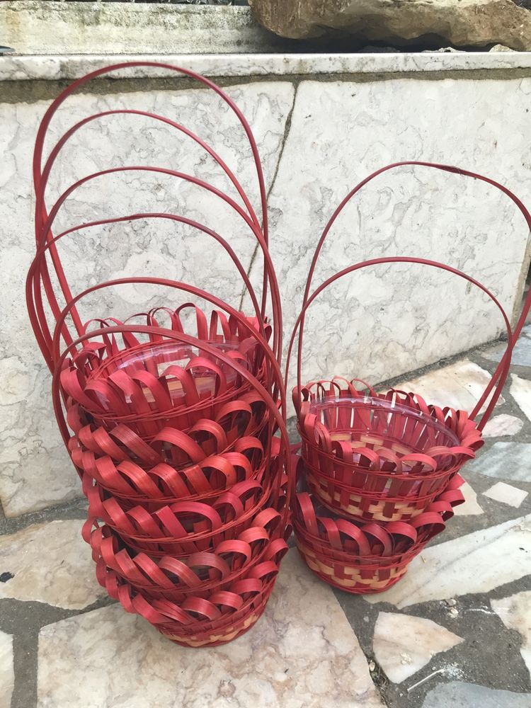 Cestos palha/bambu pequenos ( 8 unidades)