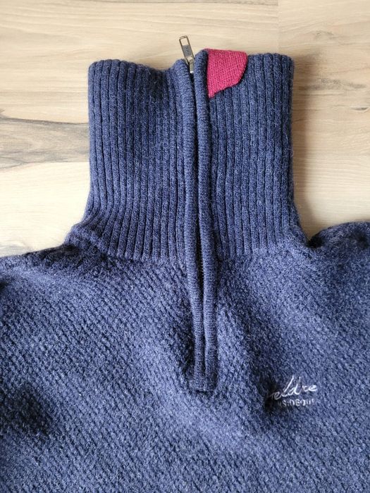 Sweter r L 100proc wełna golf zamek Heldre Insideout termiczny gruby