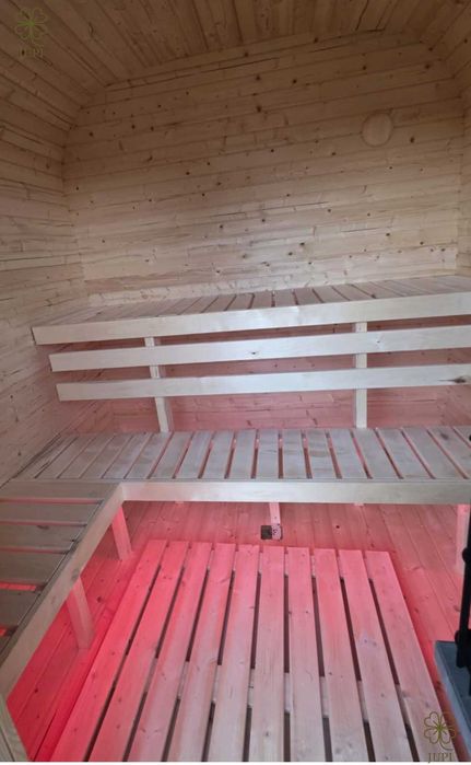 Sauna ogrodowa beczka QUADRO z piecem i oświetleniem