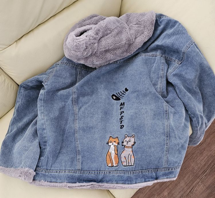 Женская джинсовая куртка QDNIXILA синяя свободного кроя